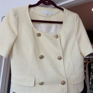 Zara Ivory Short-Sleeve Double-Breasted Blazer